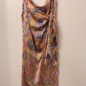 Paisley Satin Slip Skirt in Multicolor Small